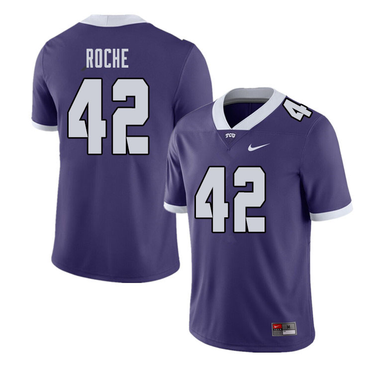 Men #42 Dearan Roche TCU Horned Frogs College Football Jerseys Sale-Purple - Click Image to Close